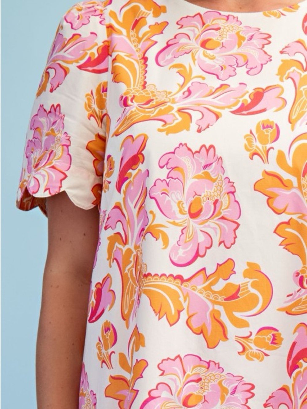 Boutique Floral Scalloped Mini Dress - Picture 2 of 5